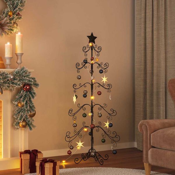 vidaXL Metal Christmas Tree for Decoration Black 150 cm