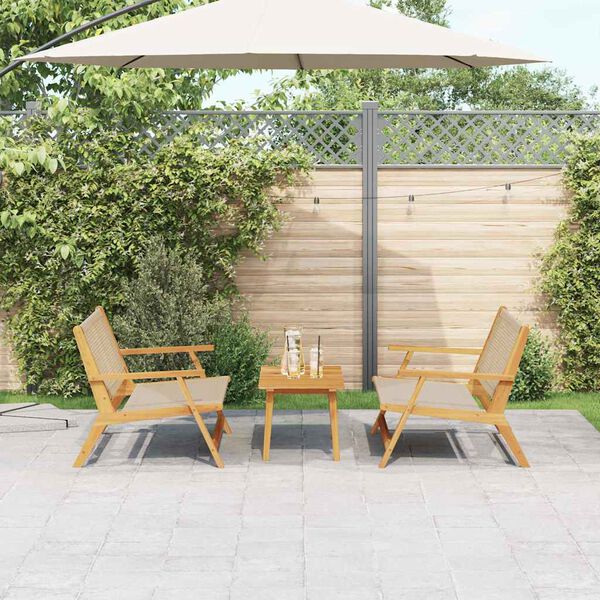 vidaXL Garden Chairs with Table 3 pcs Beige 90 x 45 x 40 cm