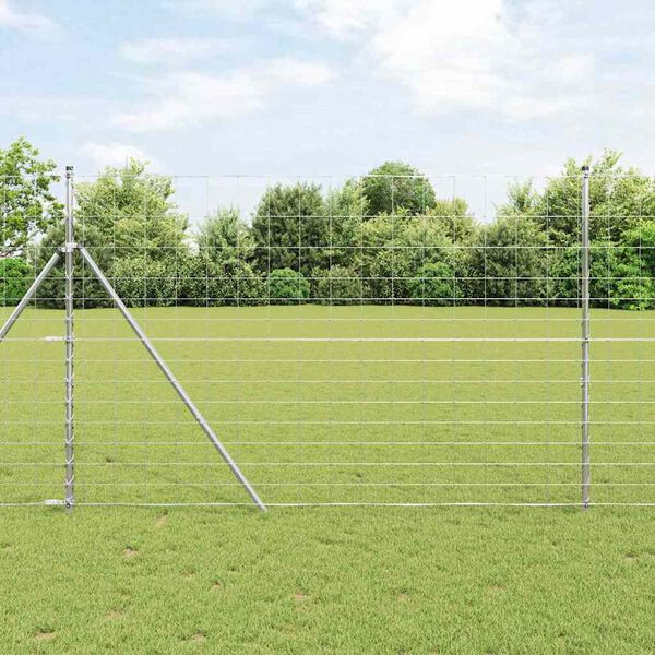 vidaXL Field Fence Grey 1.6 x 10 m Steel