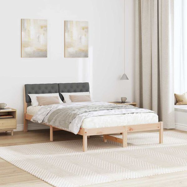 vidaXL Bed frame Brown and dark grey 120 x 190 cm Solid pine wood