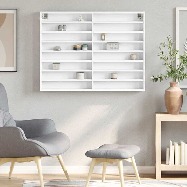 vidaXL Vitrine Cabinet White 100x8.5x75 cm Engineered Wood