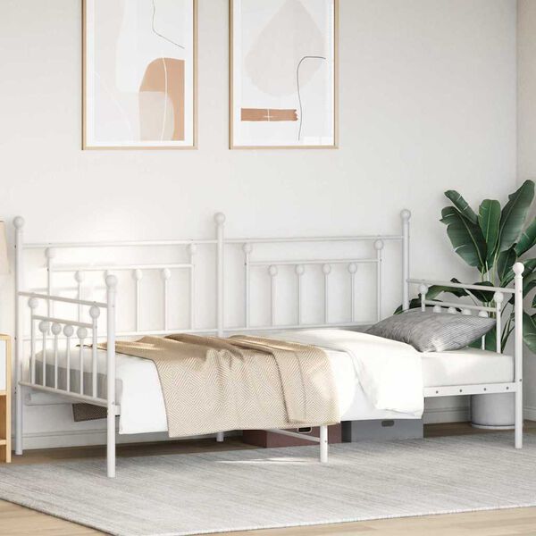 vidaXL Daybed Frame with Headboard White 100 x 190 cm Steel