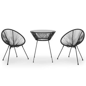 vidaXL 3 Piece Outdoor Dining Set PVC Rattan Black