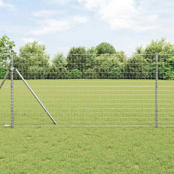 vidaXL Euro Fence Silver 1.2 x 10 m Hot dip galvanized iron