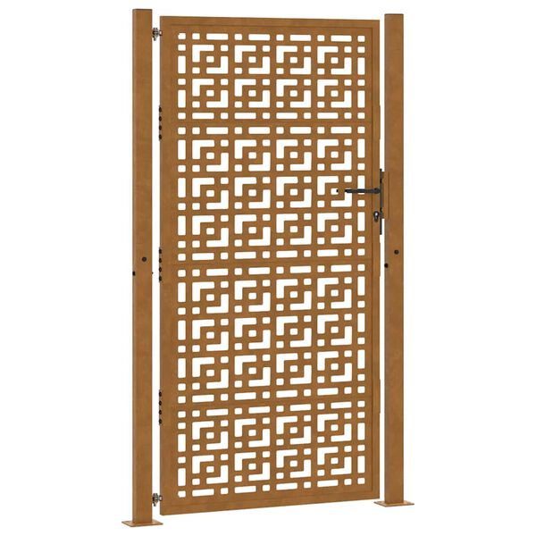 vidaXL Garden Gate 100x200 cm Weathering Steel Cross Design