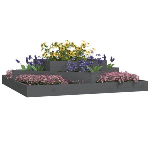vidaXL Planter Grey 112x112x27 cm Solid Wood Pine