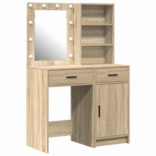 vidaXL Dressing Table Set with Drawer 2 pcs Sonoma Oak Engineered Wood