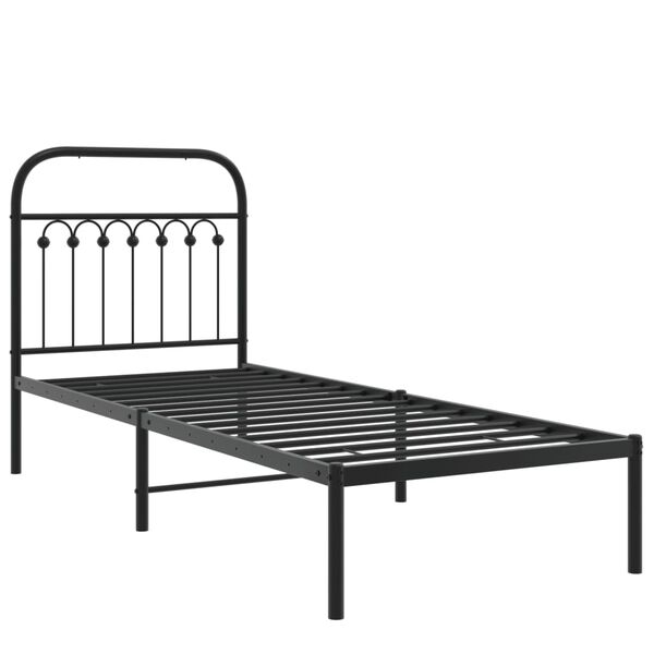 vidaXL Metal Bed Frame without Mattress with Headboard Black 75x190cm