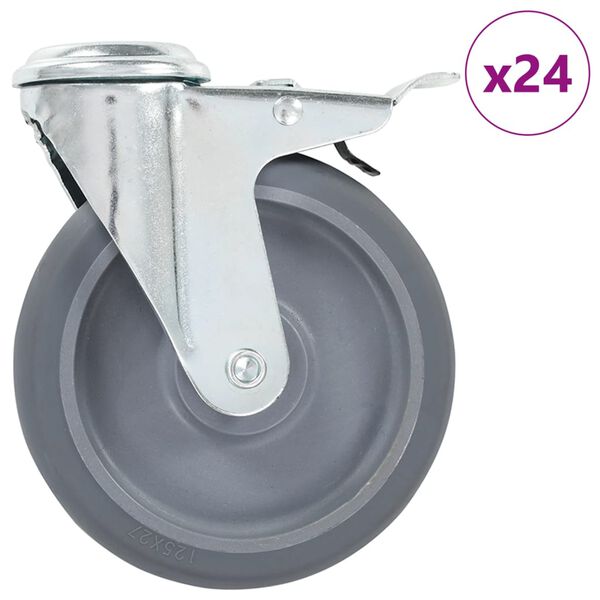 vidaXL 24 pcs Bolt Hole Swivel Casters 125 mm