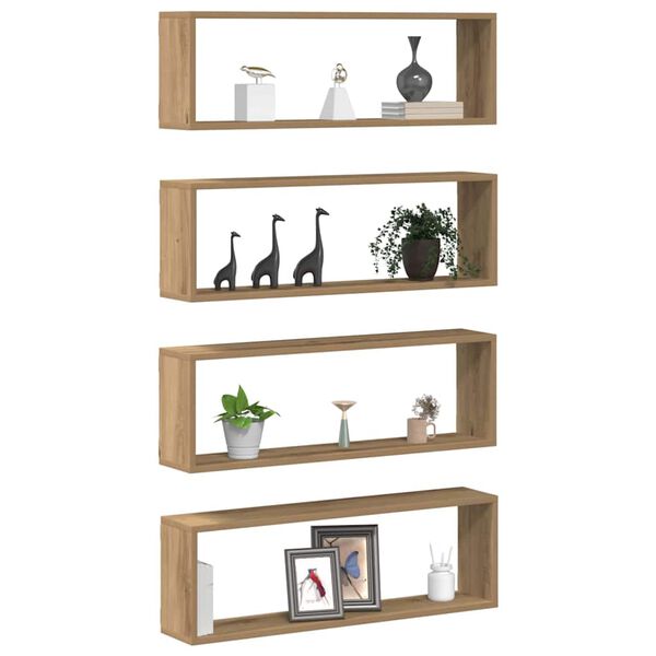 vidaXL Wall Shelf 4 pcs Artisan oak 80 x 15 x 26 cm Engineered wood