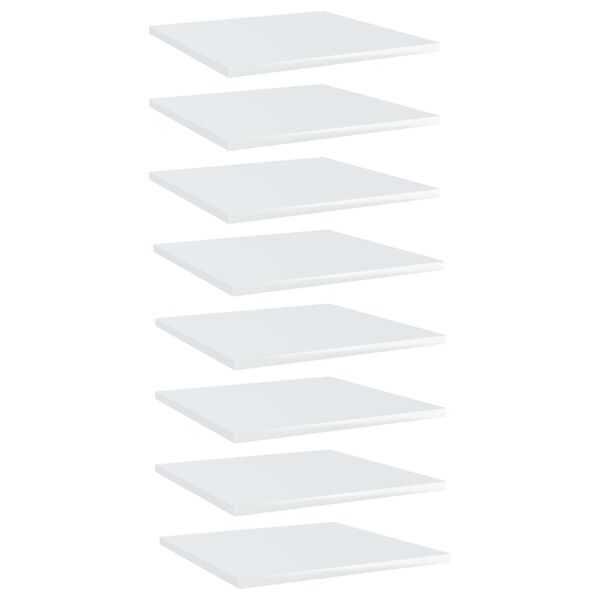 vidaXL Bookshelf Boards 8 pcs High Gloss White 40x40x1.5 cm Engineered Wood