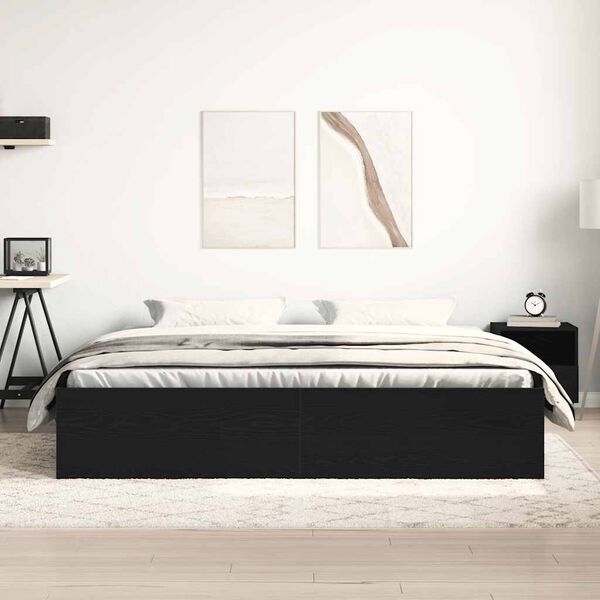 vidaXL Bed Frame without Mattress Black Oak 150x200 cm Engineered Wood