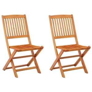 vidaXL Garden Chair | Set of 2 | Natural wood | Solid eucalyptus wood | Standard