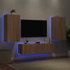 vidaXL 4 Piece TV Wall Units with LED Sonoma Oak Engineered Wood