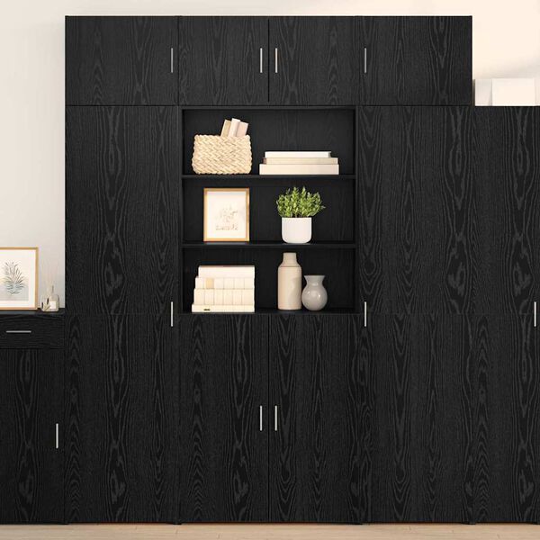 vidaXL Storage Cabinet Black Oak 80 x 42.5 x 225 cm Engineered Wood