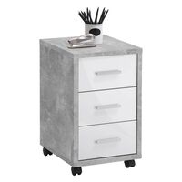 FMD Mobile Drawer Cabinet Concrete High Gloss White