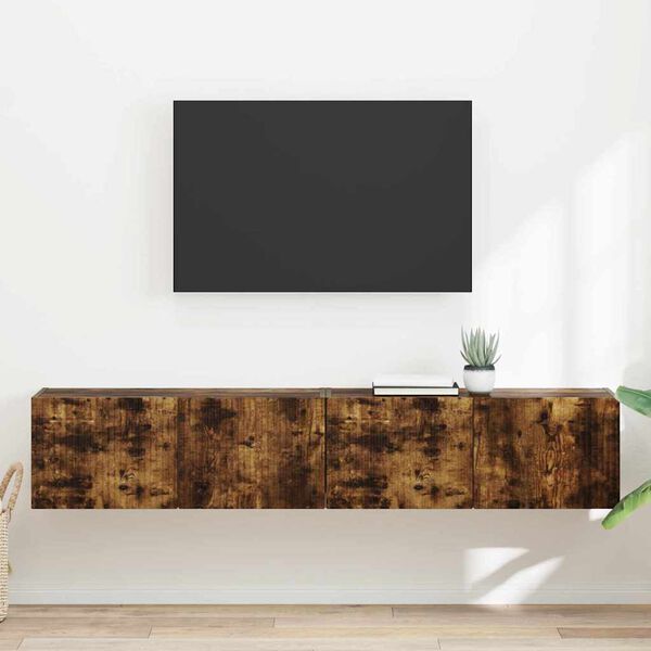 vidaXL TV Wall Cabinet 2 pcs Smoked Oak 78.5 x 31 x 29.5 cm
