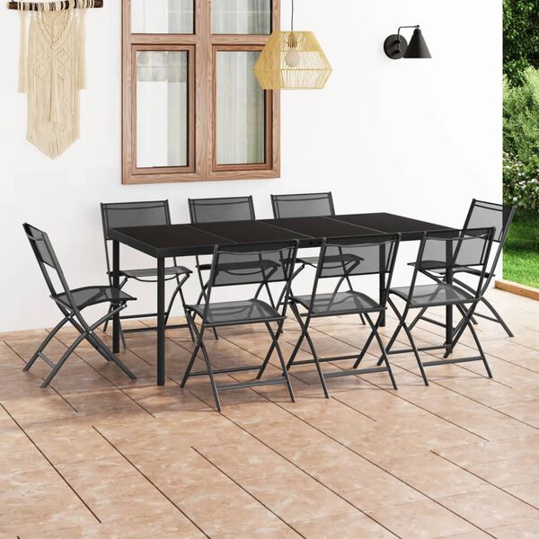 vidaXL 9 Piece Outdoor Dining Set Steel