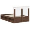 vidaXL Bed Frame with Headboard Brown Oak 120 x 190 cm Solid Pine Wood
