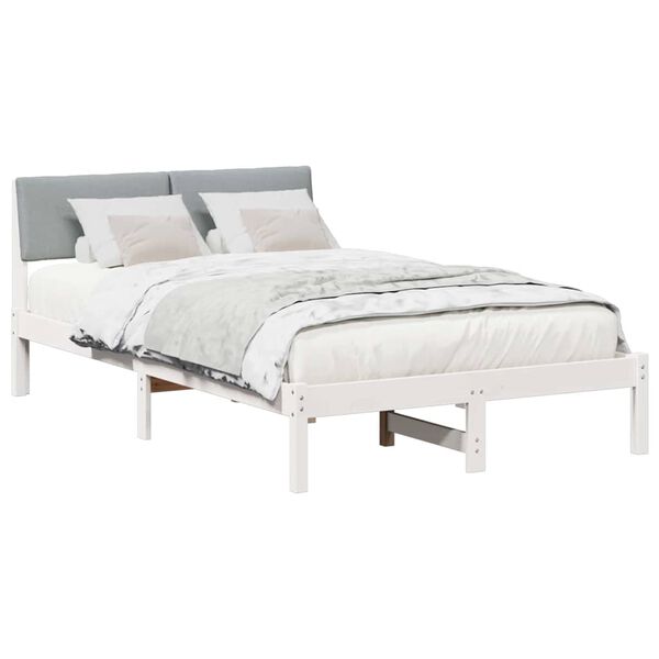 vidaXL Bed frame White and light grey 120 x 200 cm Solid pine wood
