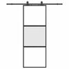 vidaXL Sliding Door with Hardware Set Black 76x205 cm Tempered Glass