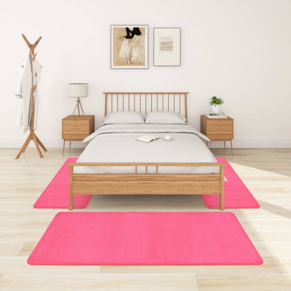 vidaXL Bed Carpets Shaggy High Pile 3 pcs Pink
