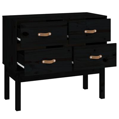 vidaXL Console Cabinet Black 90x40x78 cm Solid Wood Pine