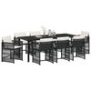 vidaXL Garden Dining Set 9 pcs Black Poly Rattan