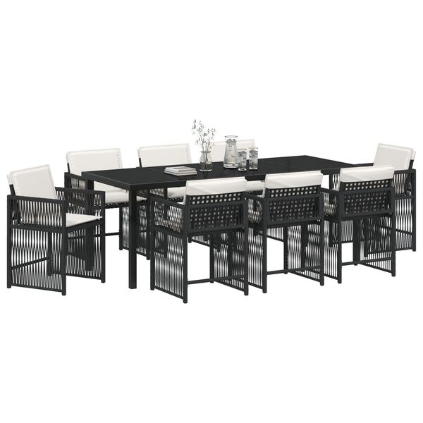 vidaXL Garden Dining Set 9 pcs Black Poly Rattan
