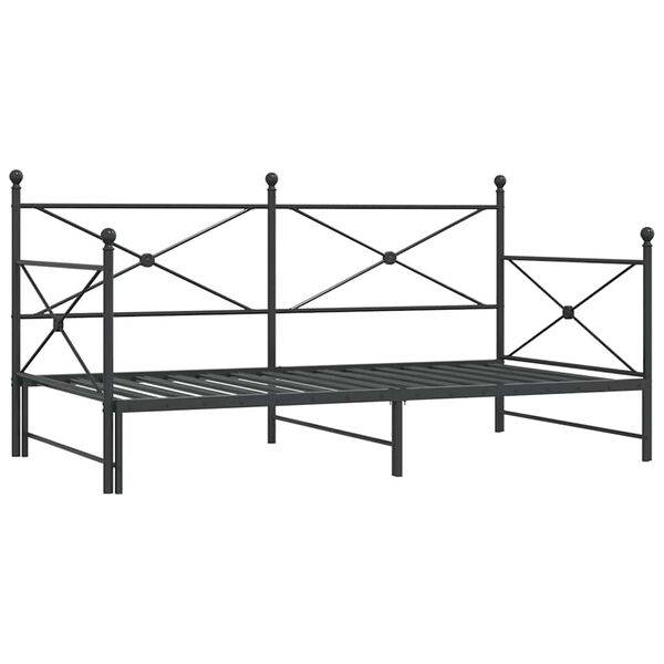 vidaXL Daybed with Trundle without Mattress Black 100x190 cm Steel