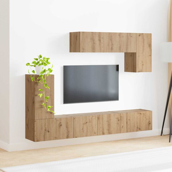 vidaXL TV Cabinet Set Wall-mounted 4 pcs Artisan Oak Engineered Wood