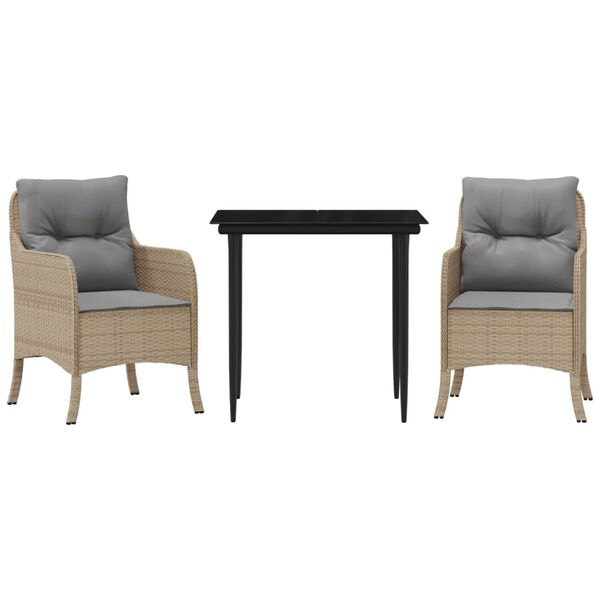 vidaXL 5 Piece Garden Dining Set with Cushions Beige Poly Rattan