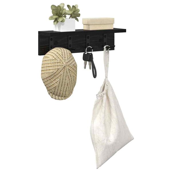 vidaXL Wall-Mounted Coat Rack Black Oak 40 x 10.5 x 10.5 cm