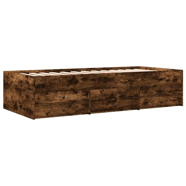 vidaXL Daybed with Drawers without Mattress Smoked Oak 100x200 cm