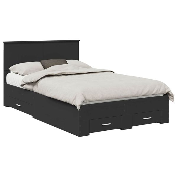 vidaXL Bed Frame with Headboard Black 120 x 190 cm Engineered Wood