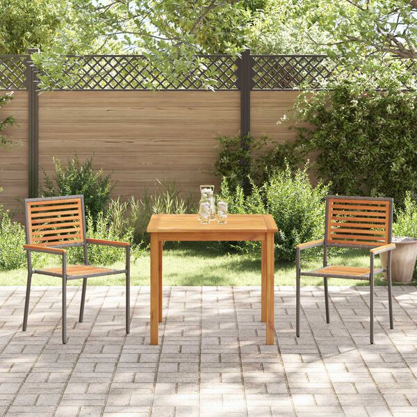 vidaXL Garden Dining Set 3 pcs Grey Poly rattan