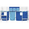 vidaXL Kids'Loft Bed Frame with Curtains White and Blue 107 x 201 cm