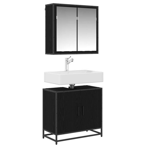vidaXL Bathroom Furniture Set 2 pcs Black Oak Engineered Wood