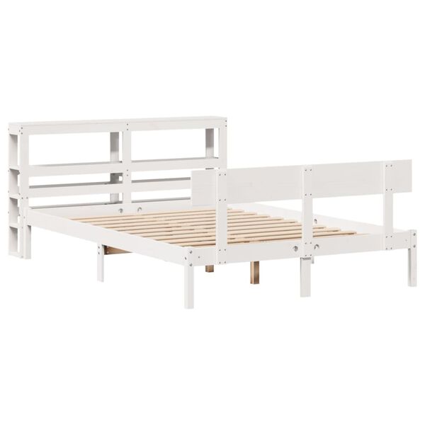 vidaXL Bed Frame without Mattress White 135x190 cm Double Solid Wood Pine