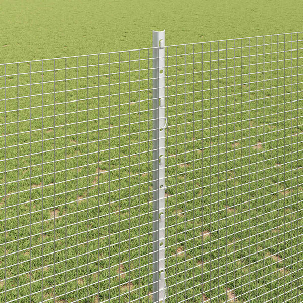 vidaXL Fence with Post Silver 1.4 x 50 m Steel
