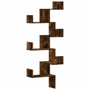 vidaXL Wall Corner Shelf Smoked Oak 45x45x147 cm Engineered Wood