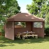 vidaXL Foldable Party Tent Pop-Up with 3 Sidewalls Brown