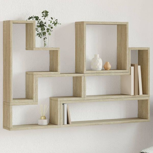 vidaXL Wall Shelf Sonoma Oak 96x12x64 cm Engineered Wood