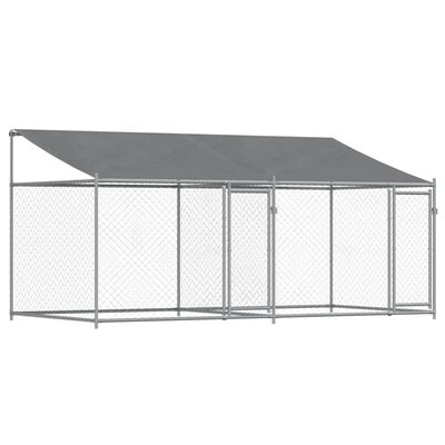 vidaXL Dog Cage with Roof and Doors Grey 4x2x2 m Galvanised Steel