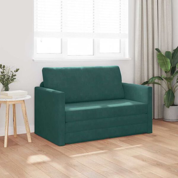 vidaXL Sofa Bed Dark Green 124 x 204 x 61 cm Velvet