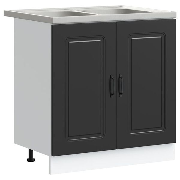 vidaXL Kitchen Cabinet Kalmar Black 80 x 46 x 81.5 cm Engineered Wood
