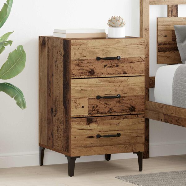 vidaXL Bedside Cabinet Old Wood 40 x 40.5 x 66 cm Engineered Wood