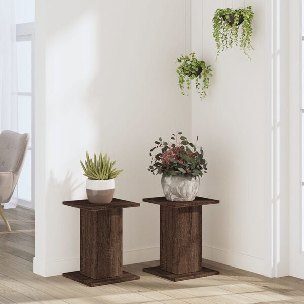vidaXL Plant Stands 2 pcs Brown Oak 30x30x40 cm Engineered Wood