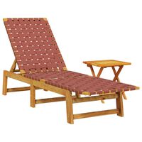 vidaXL Sun Lounger with Table Red Solid Wood Acacia and Fabric