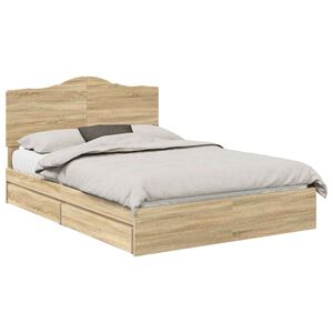 vidaXL Storage Bed with Drawer Sonoma Oak 150 x 200 cm Engineered Wood